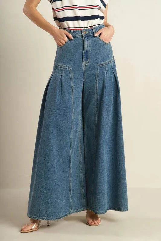 Extra Wide-Leg Denim Pants