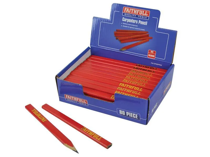 Faithfull Carpenter'S Pencils Display - Red / Medium (80)