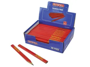 Faithfull Carpenter'S Pencils Display - Red / Medium (80)
