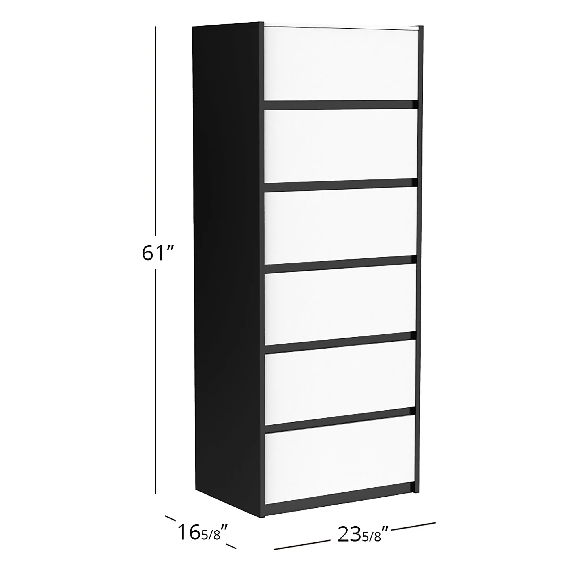 Farona 6 drawer chest office storage organization, java & white