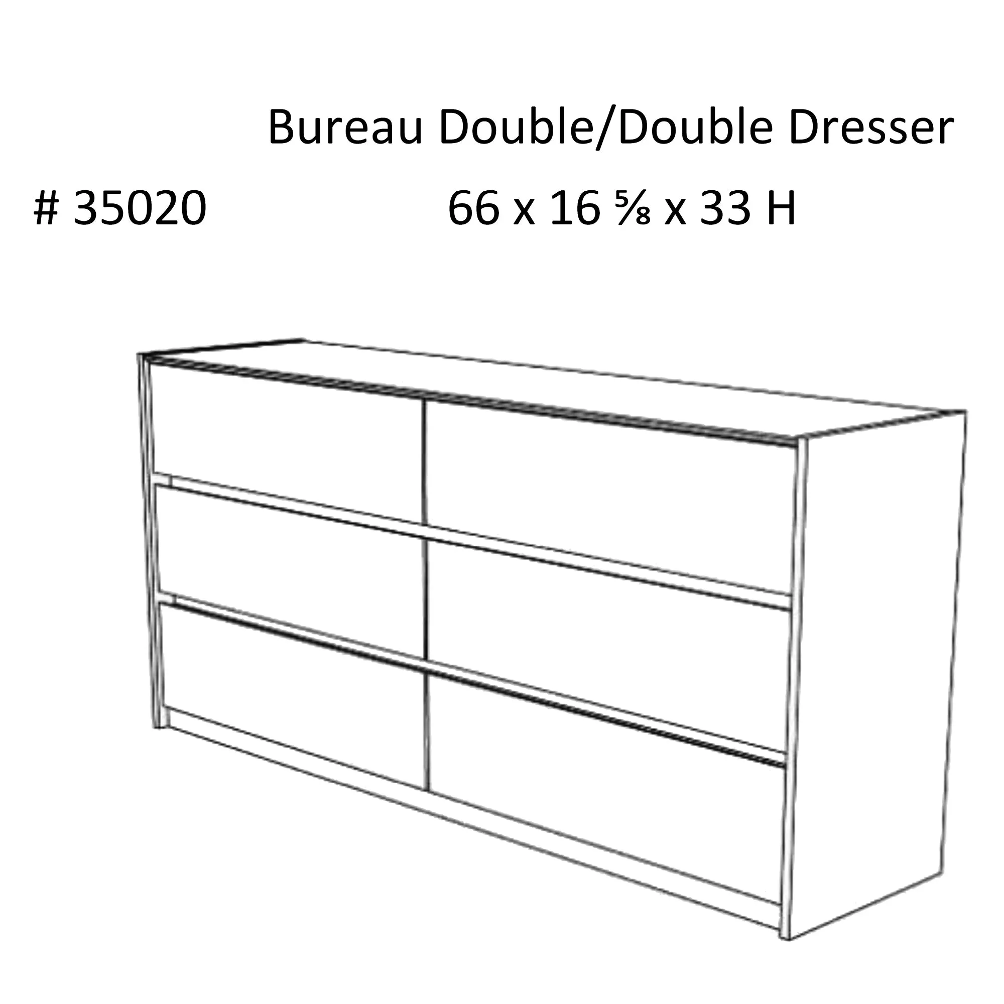 Farona 6 drawer double dresser for bedroom decoration, dark grey