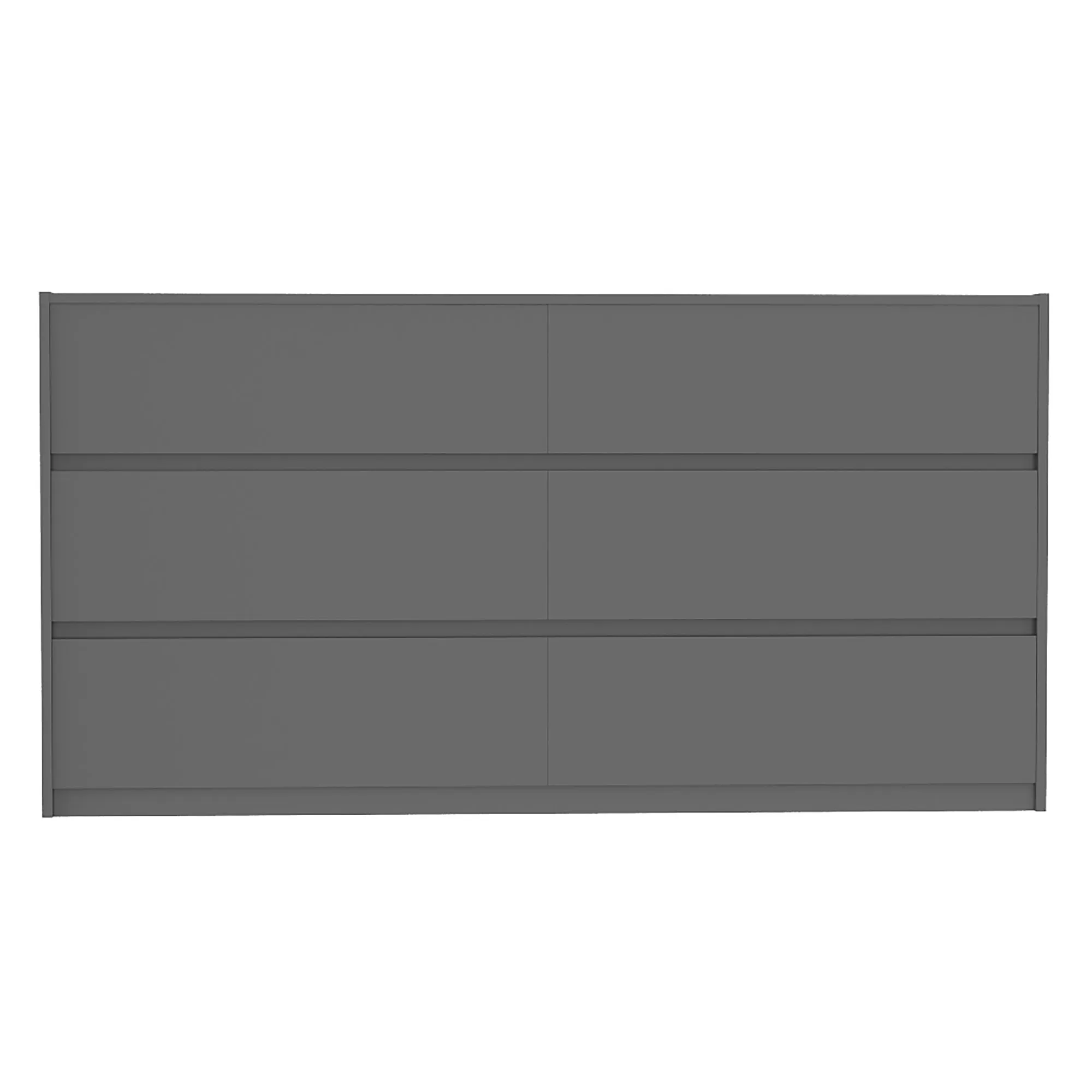 Farona 6 drawer double dresser for bedroom decoration, dark grey