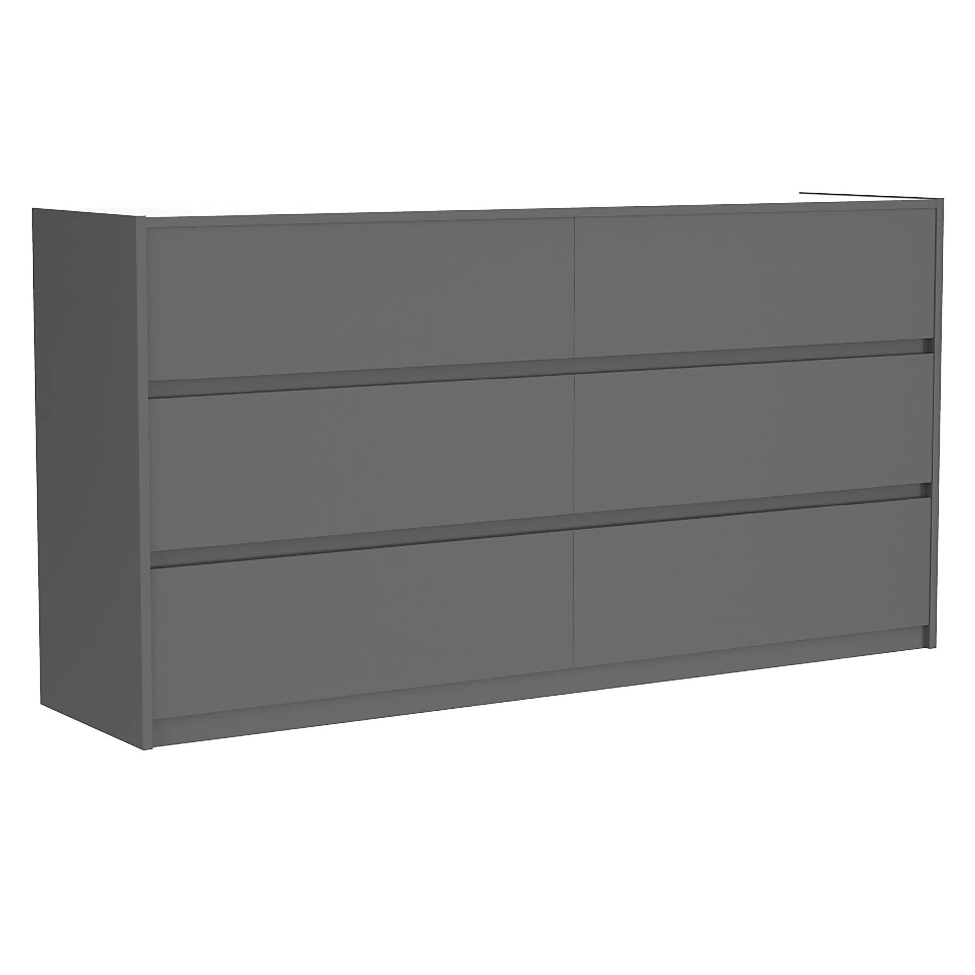 Farona 6 drawer double dresser for bedroom decoration, dark grey