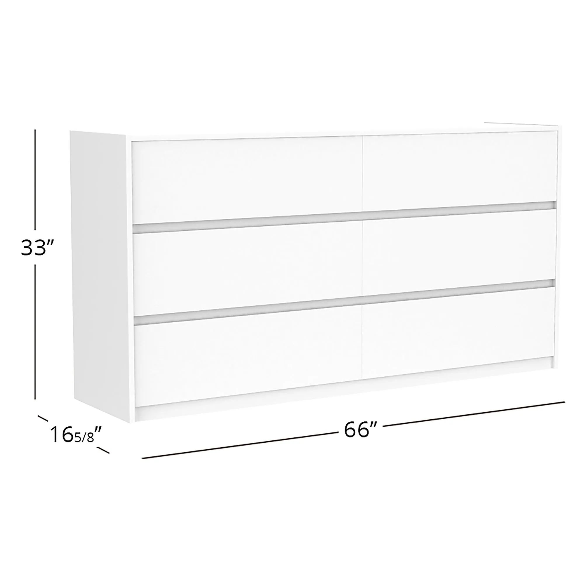 Farona 6 drawer double dresser for bedroom decoration, white