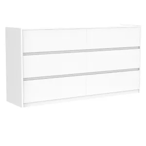 Farona 6 drawer double dresser for bedroom decoration, white