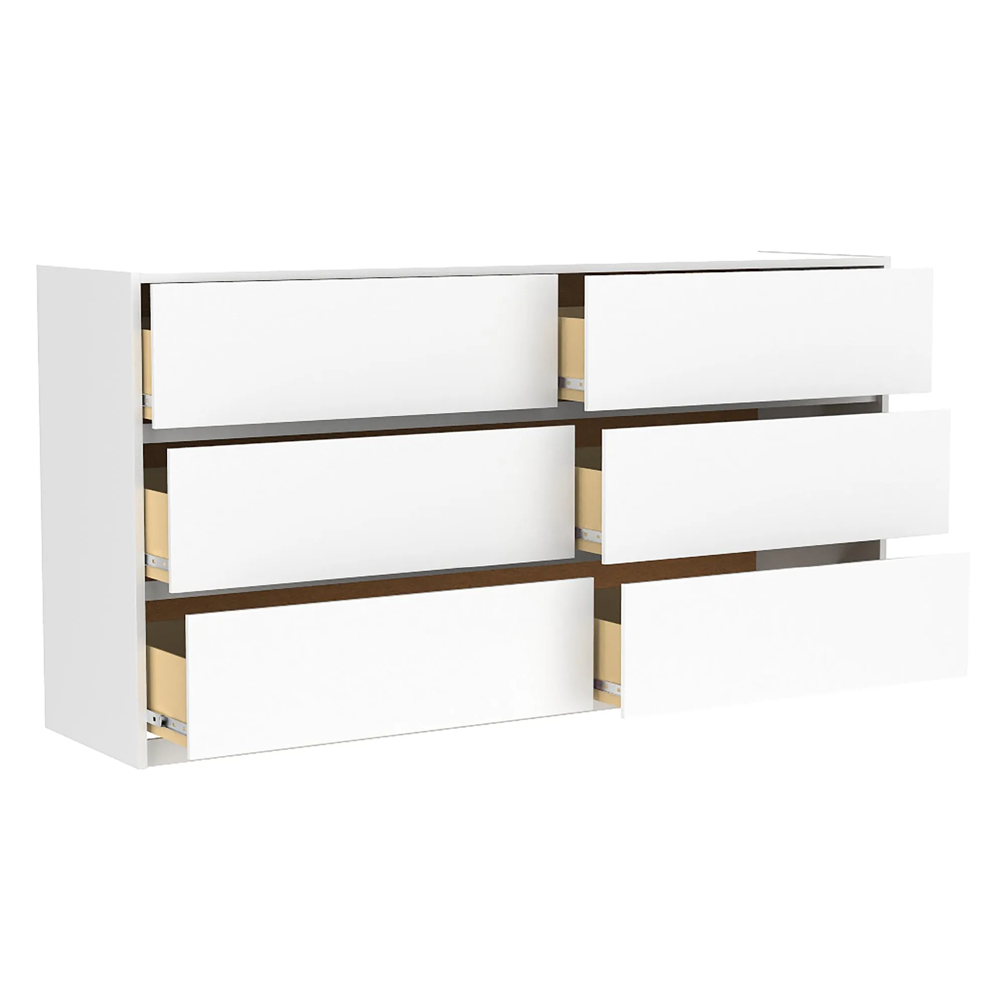 Farona 6 drawer double dresser for bedroom decoration, white