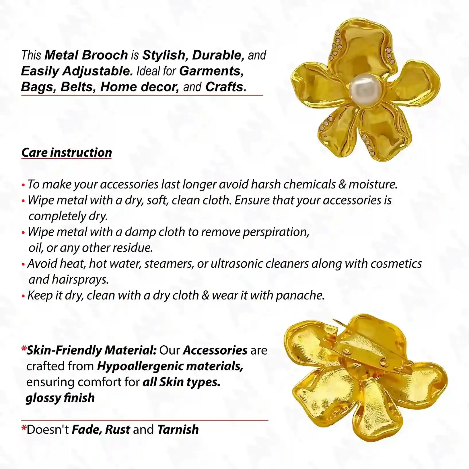 Floral Style Pearl Brooch for Saree & Trendy Fashion
