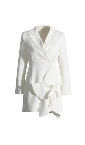 Forina Flower Blazer Dress in white
