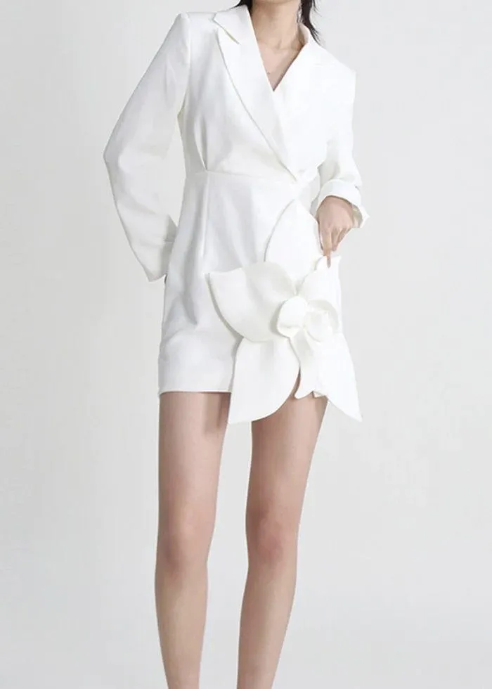 Forina Flower Blazer Dress in white