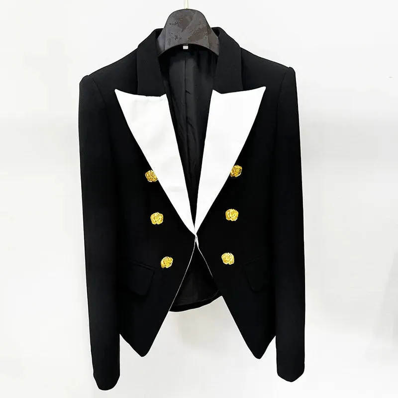 Formal Black Women Suit Blazer and Skirt