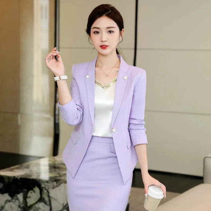 Formal Uniform Women Business Suit with Skirt and Jacket