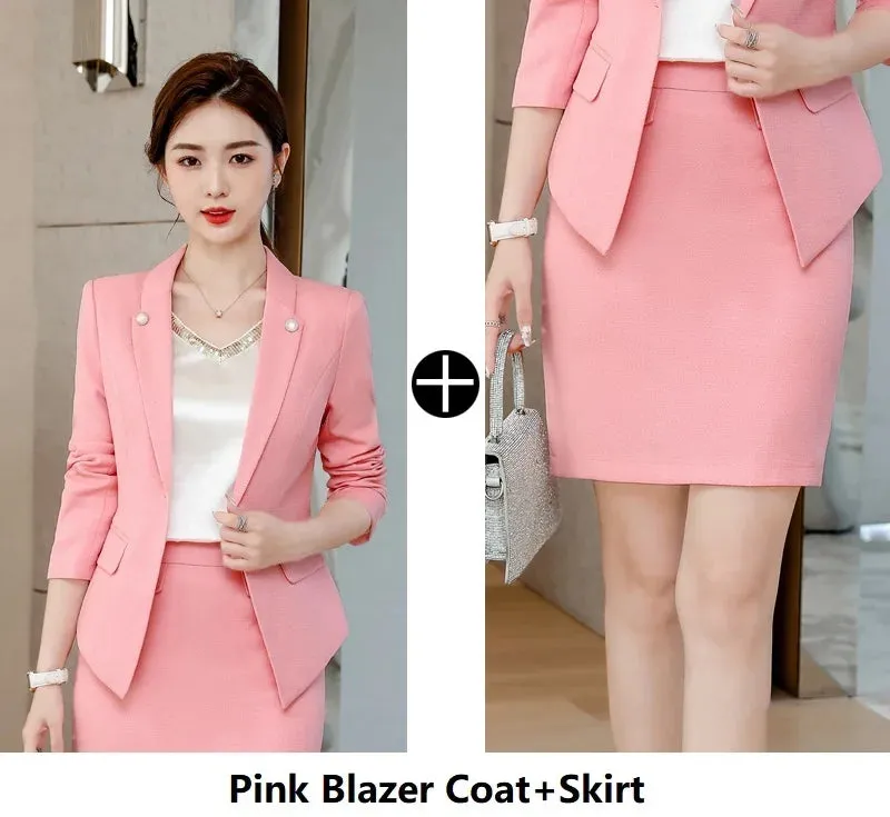 Formal Uniform Women Business Suit with Skirt and Jacket