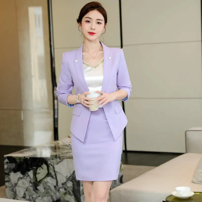 Formal Uniform Women Business Suit with Skirt and Jacket