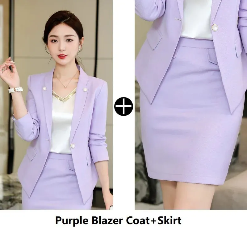 Formal Uniform Women Business Suit with Skirt and Jacket