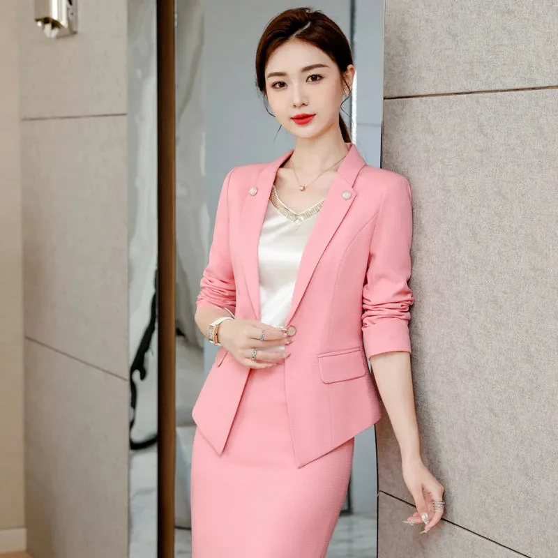 Formal Uniform Women Business Suit with Skirt and Jacket