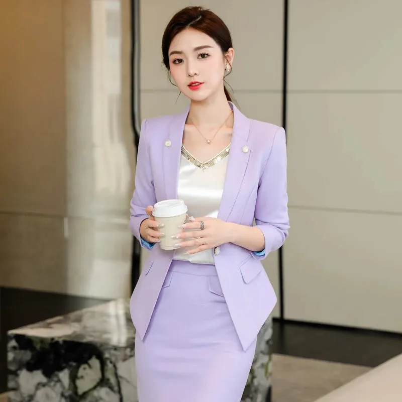 Formal Uniform Women Business Suit with Skirt and Jacket