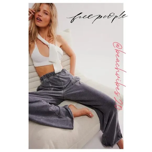 FREE PEOPLE Intimately Don't Wait Up Lounge Pants Black Medium NWOT FP-186