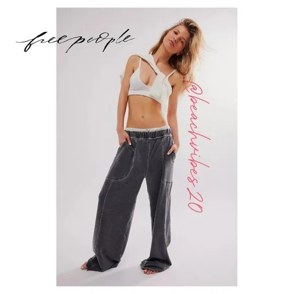 FREE PEOPLE Intimately Don't Wait Up Lounge Pants Black Medium NWOT FP-186