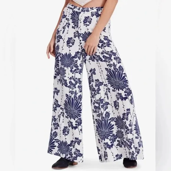 Free People Sundae Stroll Floral Wide Leg Floral Pants
