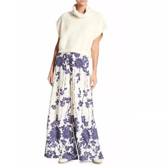 Free People Sundae Stroll Floral Wide Leg Floral Pants