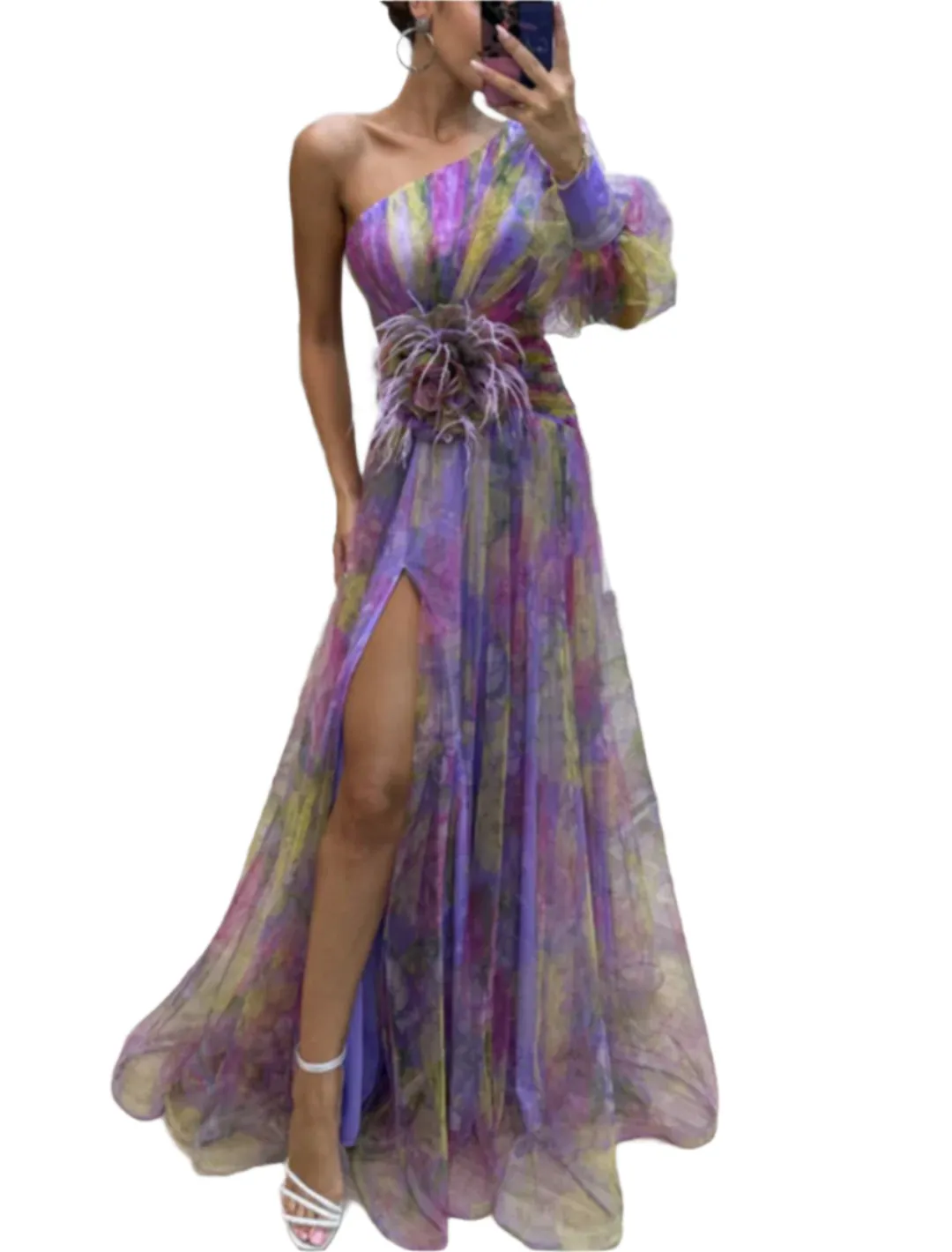 Giulia – Elegant One-Shoulder Floral Maxi Dress for Women