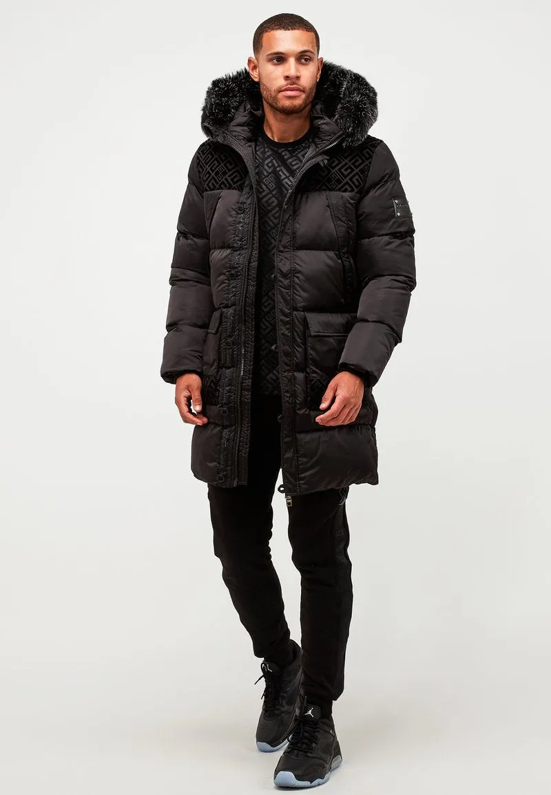 Glorious Gangsta Vallor Longline Puffer Parka Jacket Black