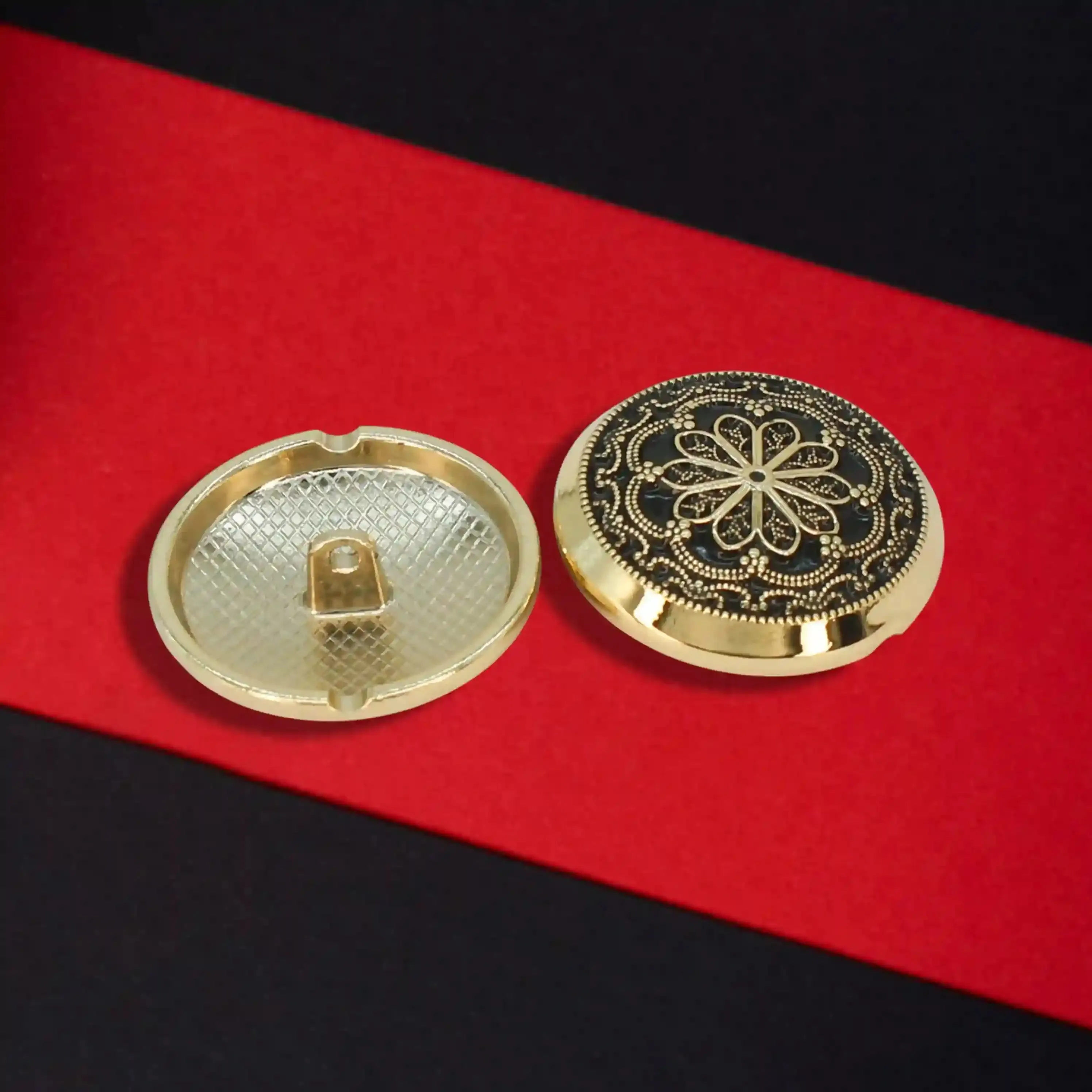 Gold and Black Floral Buttons