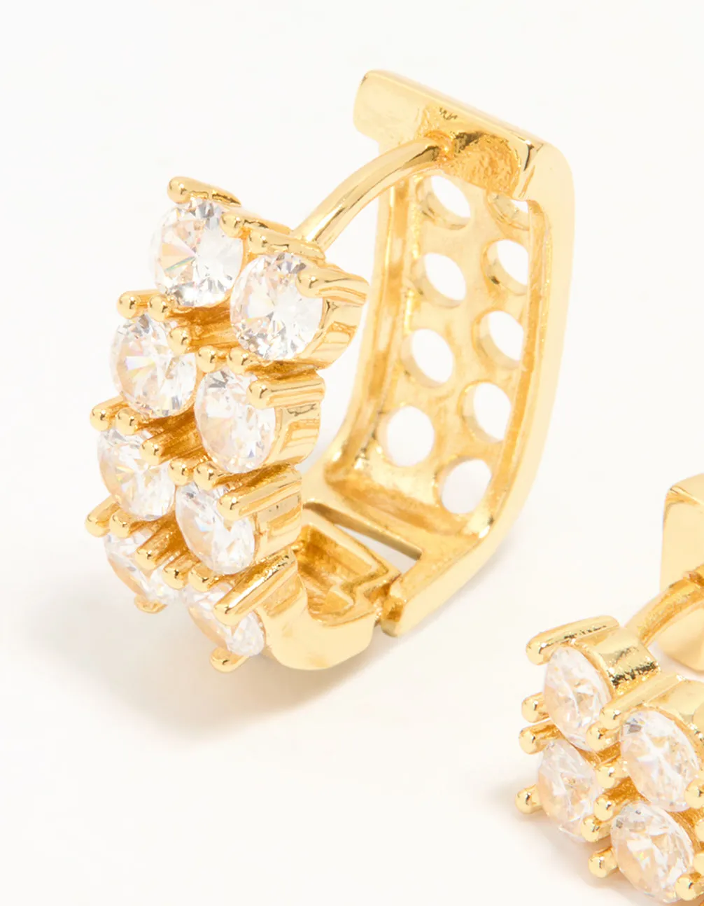 Gold Plated Cubic Zirconia Medium Oval Hoop Earrings