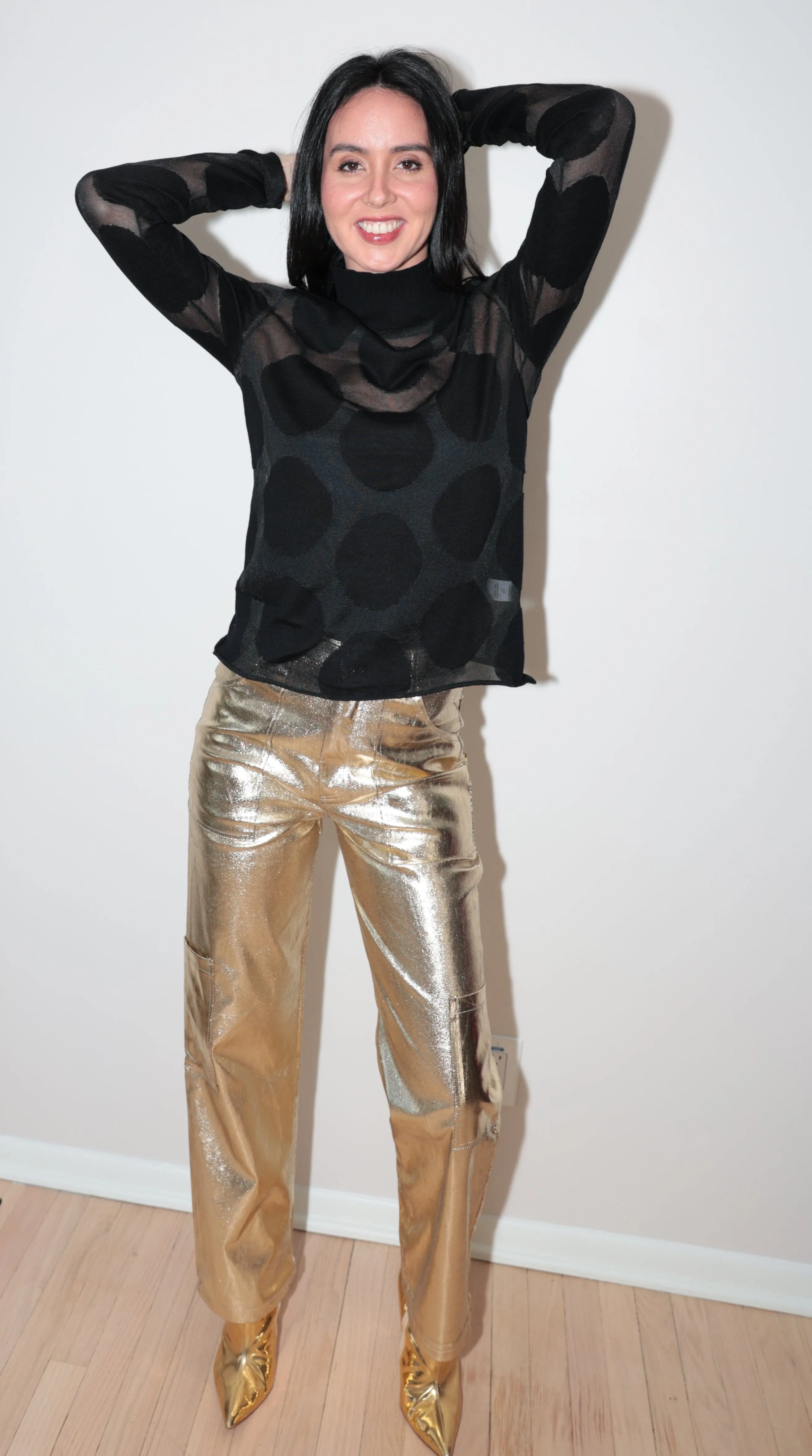 Golden Hour Metallic Straight-Leg Pants-Final Sale