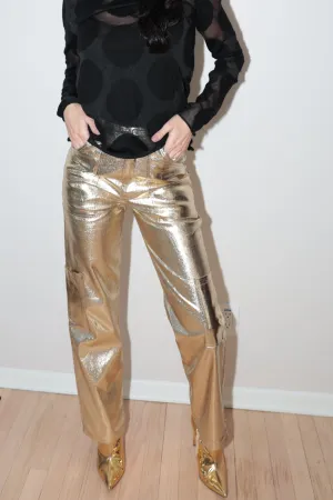 Golden Hour Metallic Straight-Leg Pants-Final Sale