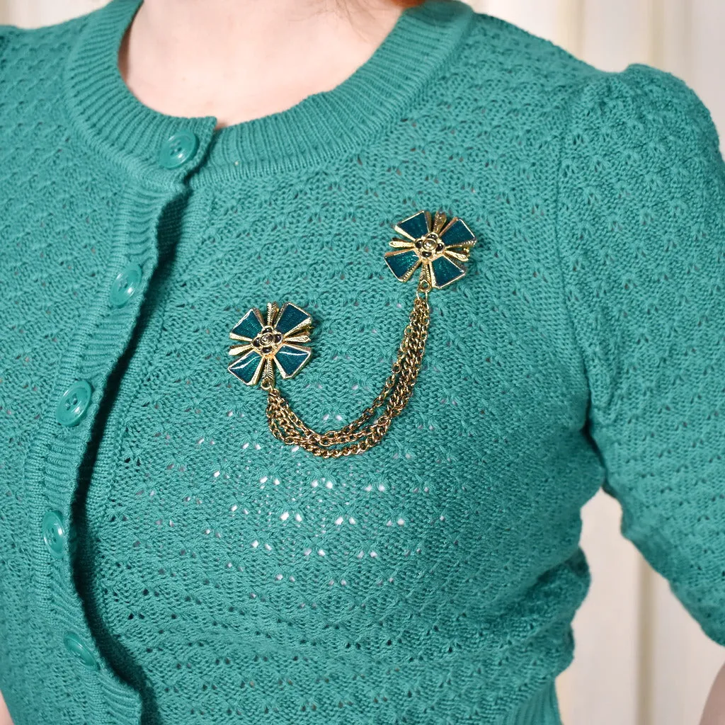 Green Cute Cropped Cardigan