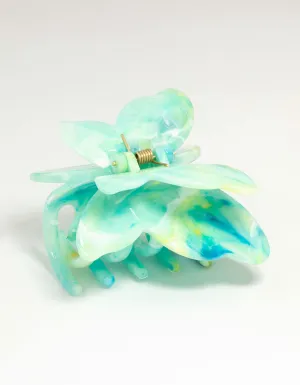 Green Marble Acrylic Butterfly Claw Clip
