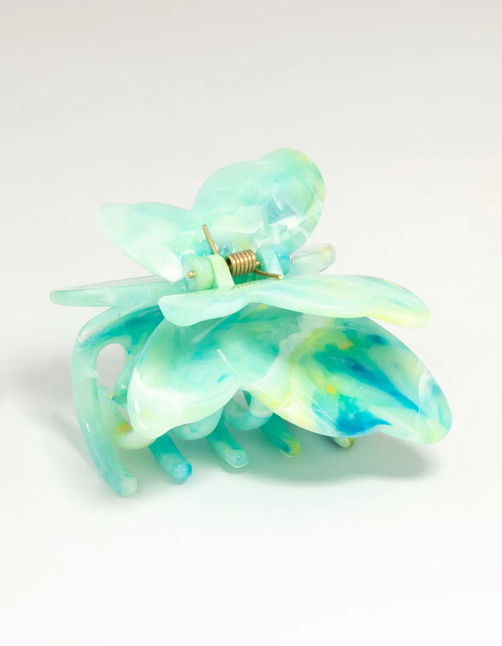 Green Marble Acrylic Butterfly Claw Clip