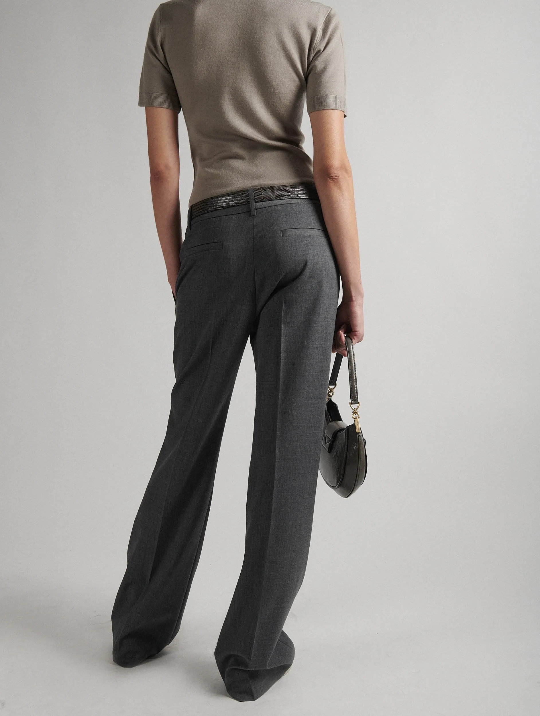 Grey  wool gabardine low-waist trousers