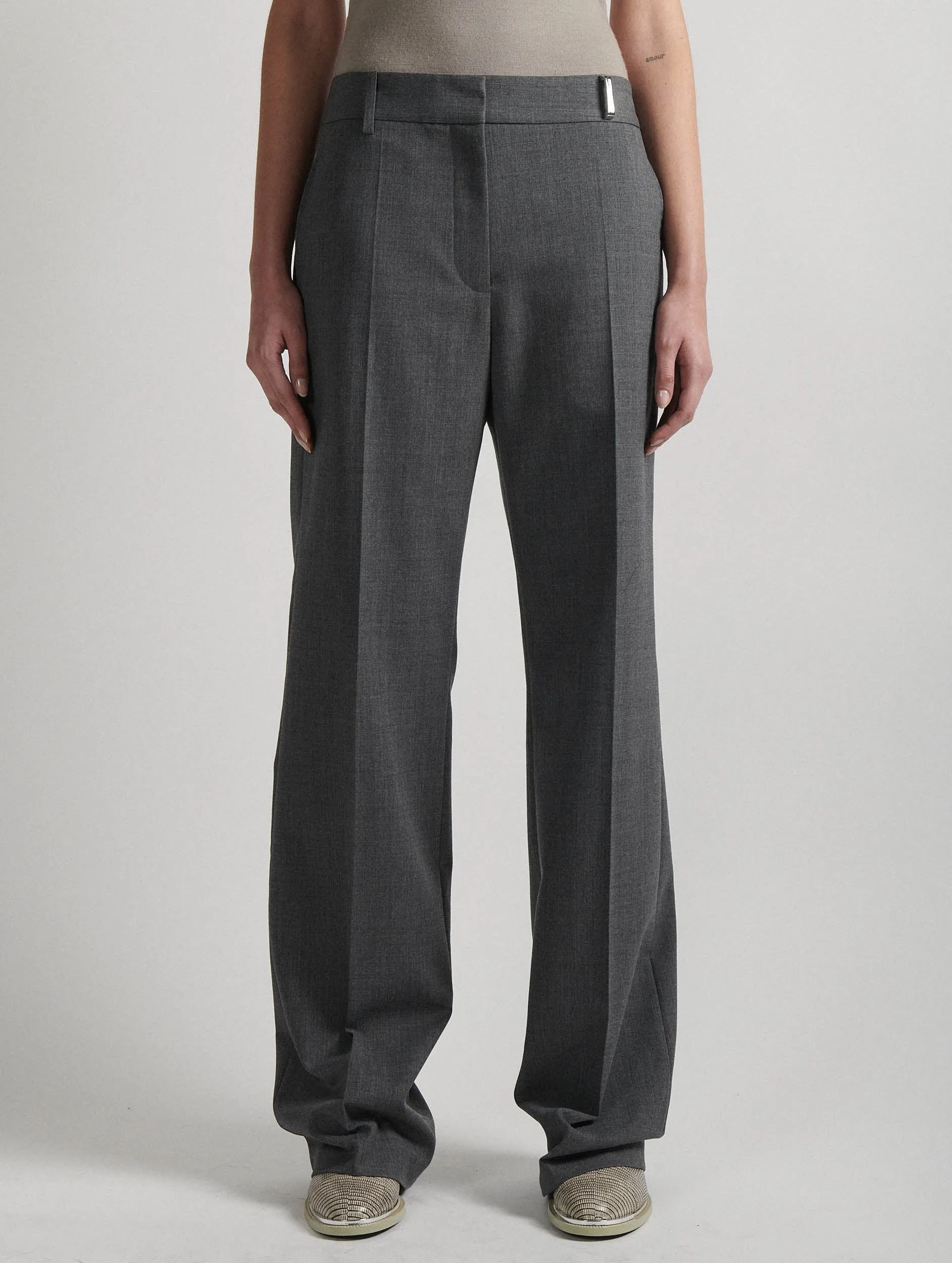 Grey  wool gabardine low-waist trousers