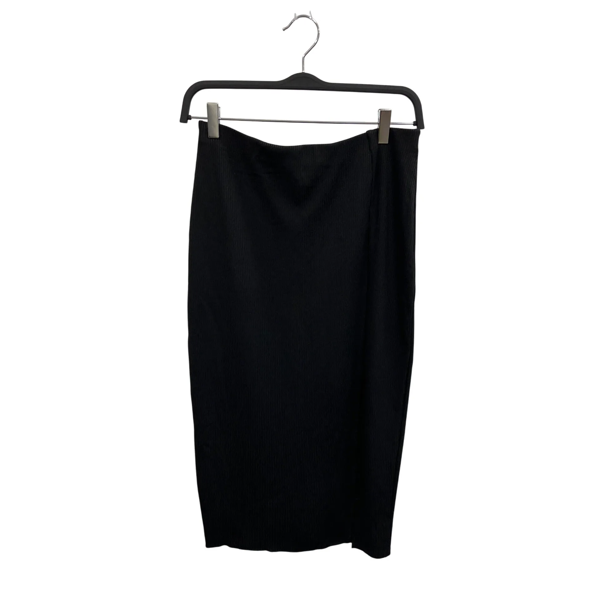 H&M Womens Black Ribbed Knit Midi Pencil Skirt