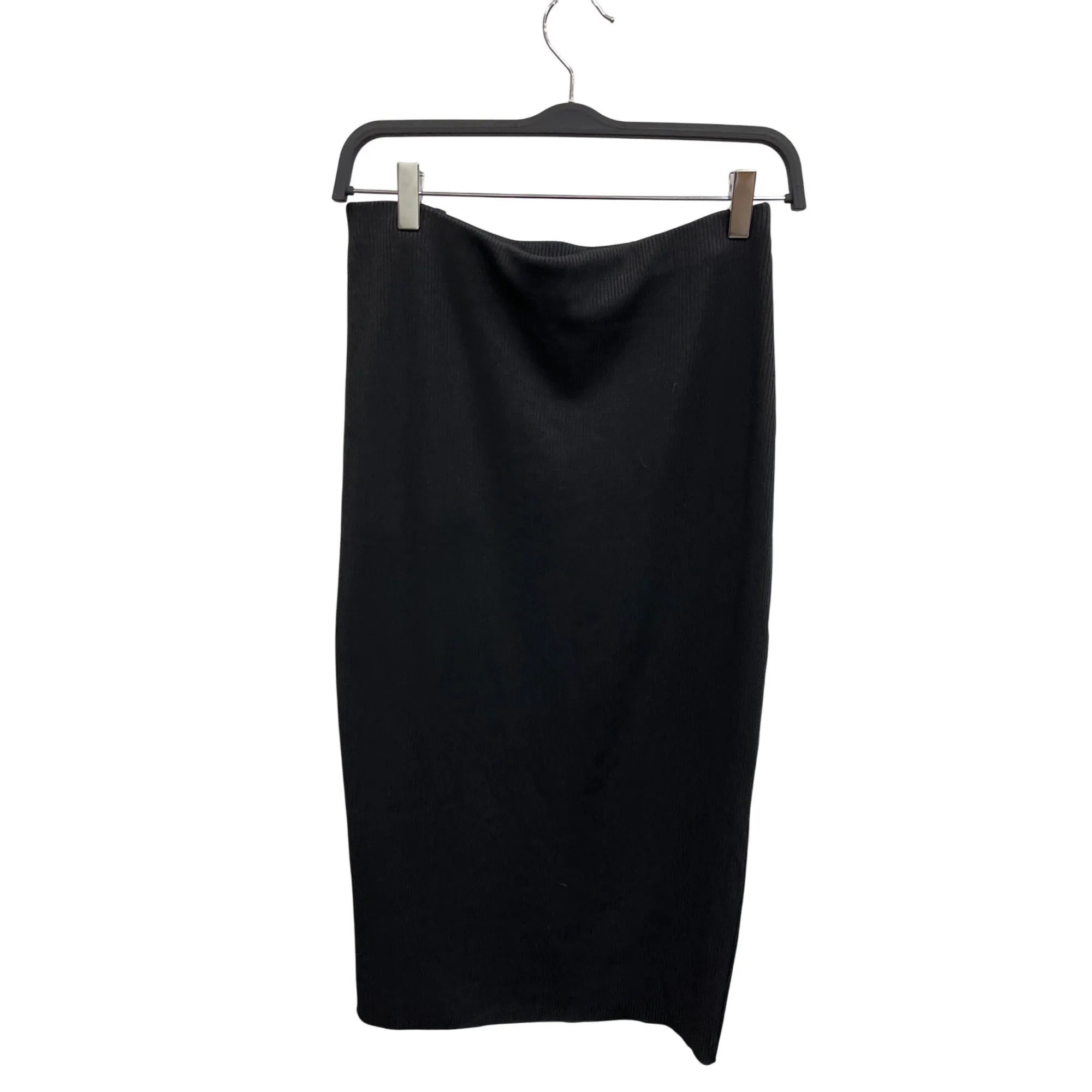 H&M Womens Black Ribbed Knit Midi Pencil Skirt
