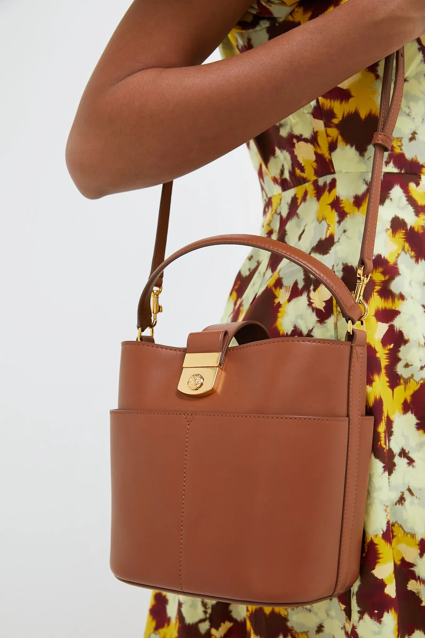 Hazelwood Small Crest Lock Bucket Bag