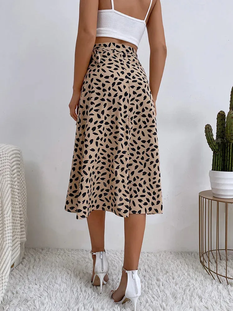 High Waist Casual Skirt in Khaki, Brown, Black - A-Line Knee-Length Style
