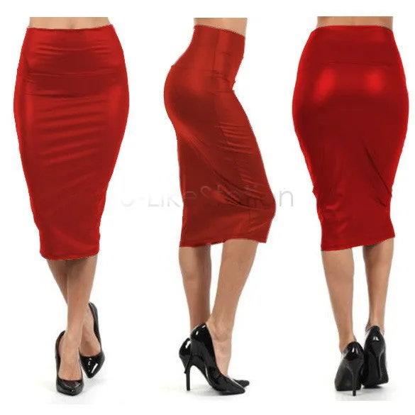 High waist Leather Skirt sexy Pencil skirts middle long Casual skirt party bar club travel