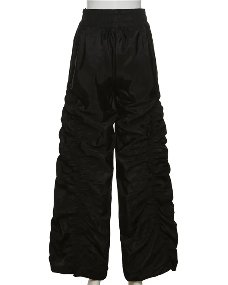 High Waist Pleated Loose Trousers