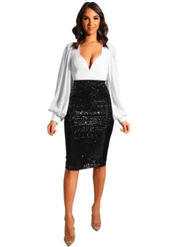 High Waist  Sequin Pencil Skirts
