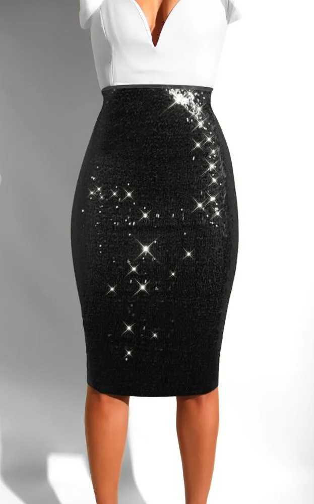 High Waist  Sequin Pencil Skirts