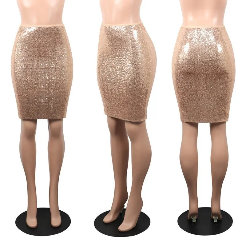 High Waist  Sequin Pencil Skirts