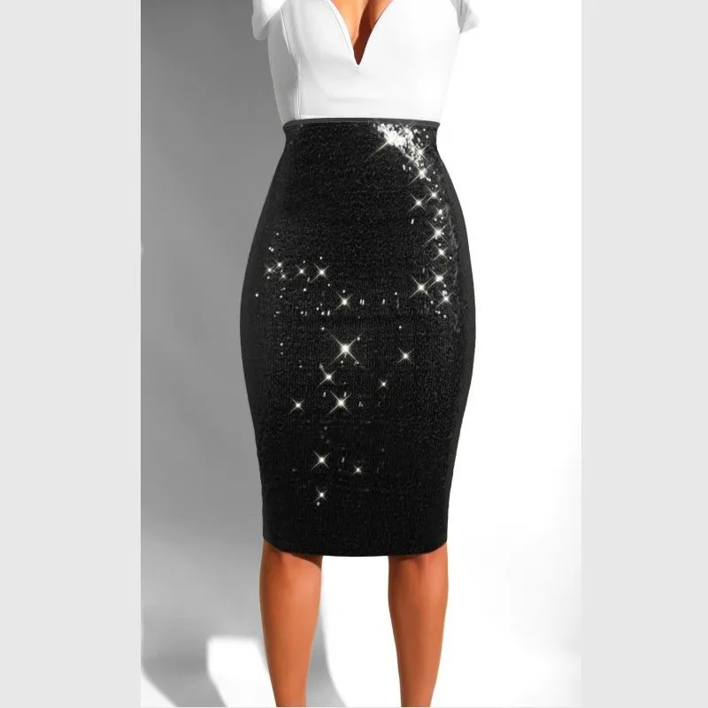 High Waist  Sequin Pencil Skirts