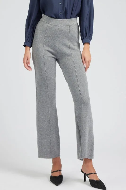 High-Waist Straight Leg Sweater Pants in Heather Grey