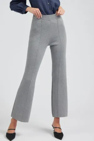 High-Waist Straight Leg Sweater Pants in Heather Grey