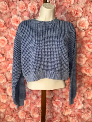 Hollister (Small) Blue Knit Cropped Sweater