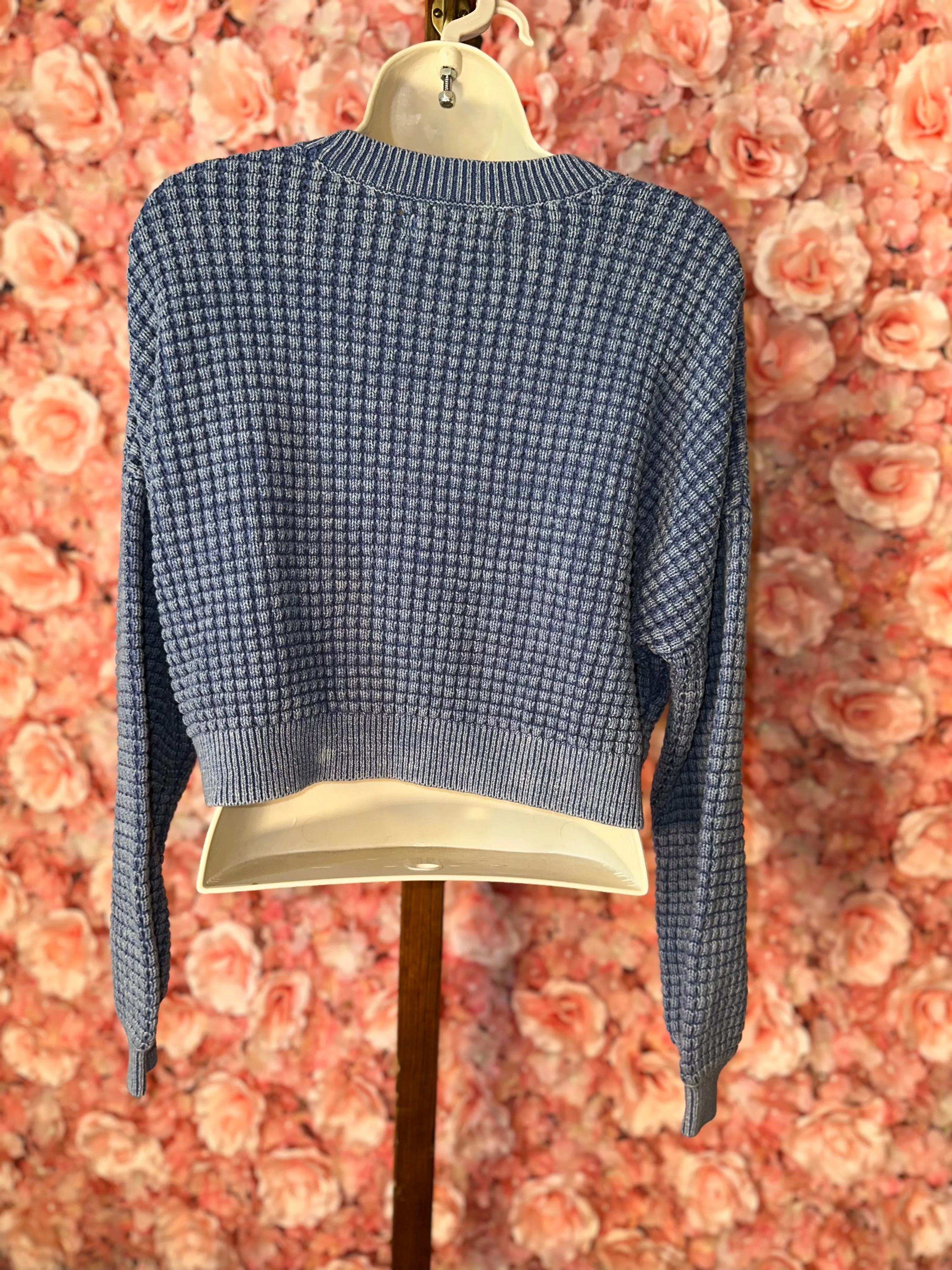 Hollister (Small) Blue Knit Cropped Sweater
