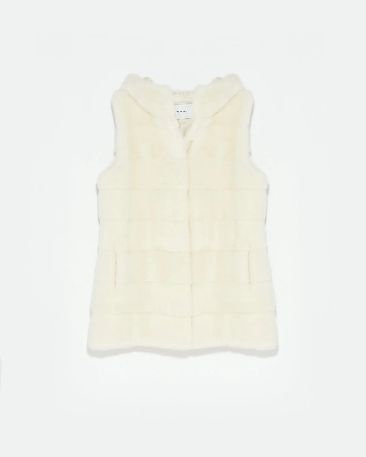 Hooded gilet in long-haired mink fur